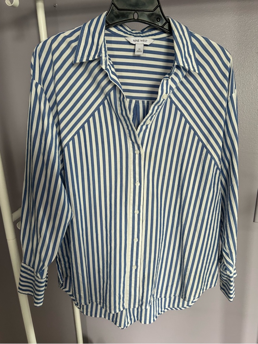 Nine West Blue and White Striped Shirt
